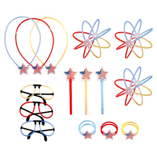 Red, White & Blue Glow Party Pack